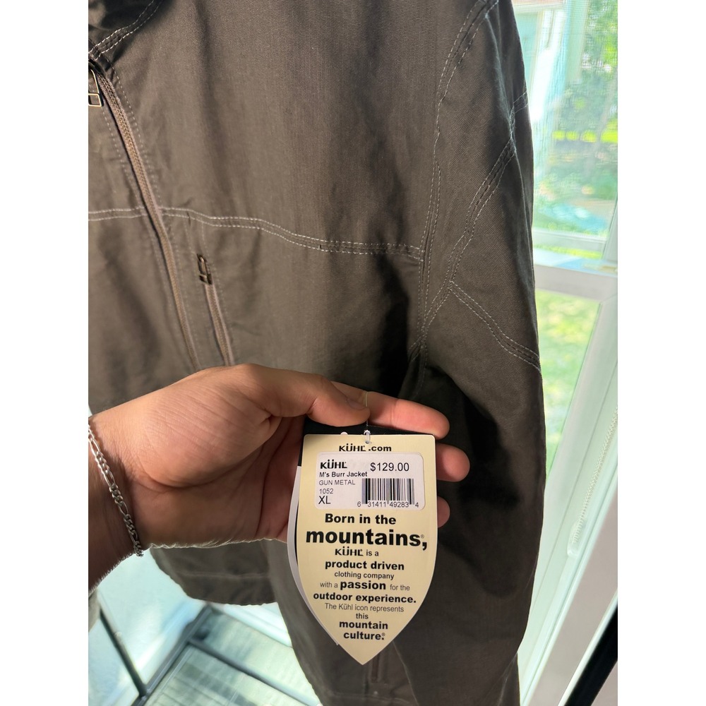 KUHL Burr Jacket Mens XL Gun Metal Brown Full Zip Fleece Lined Canvas Coat 1052 - Picture 3 of 8